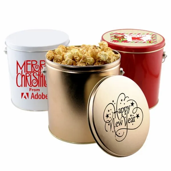 1 Gallon Gift Tin with Caramel Popcorn - Custom Patch Factory