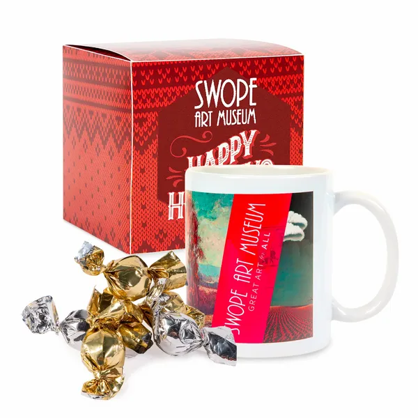Warm Holiday Wishes Full Color Mug with Truffles in Gift Box - Custom Patch Factory