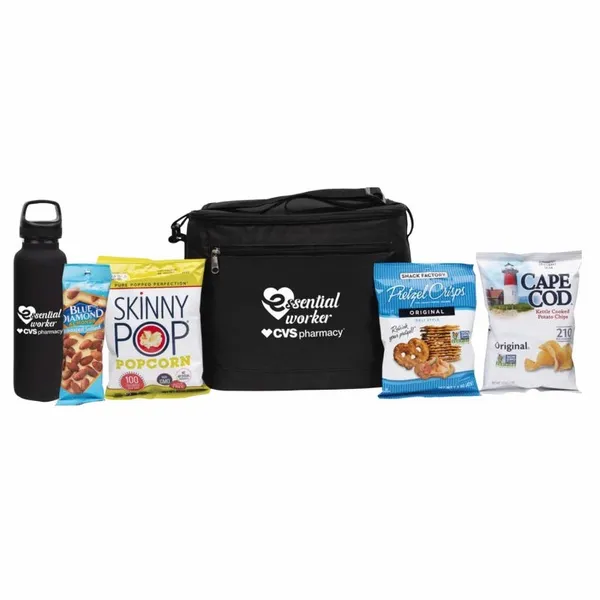 Deluxe Appreciation Cooler Water Bottle Set With Snacks - Custom Patch Factory