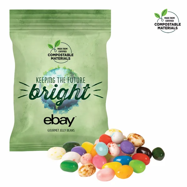 2oz. ECO-Digibag, Compostable & Full Color, Gourmet Jelly Beans - Custom Patch Factory