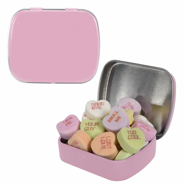 Small Mint Tin with Conversation Hearts - Custom Patch Factory