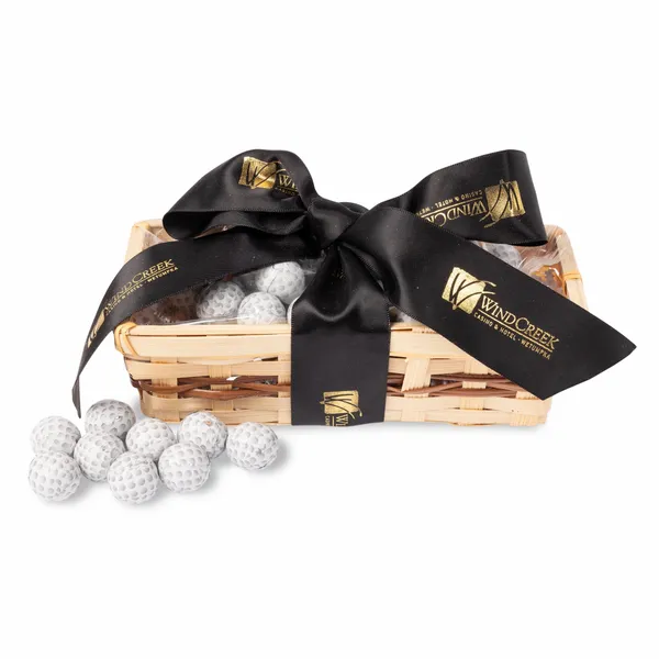 Gift Basket with Chocolate Golf Balls - Custom Patch Factory