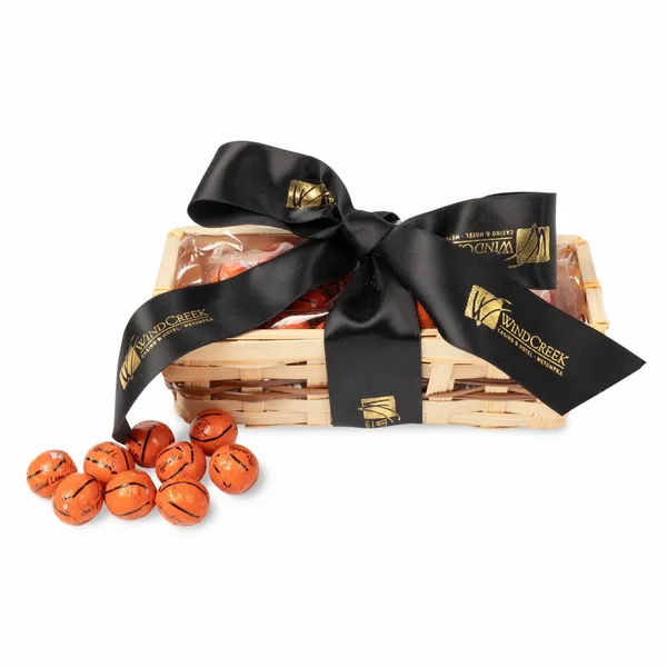 Gift Basket with Chocolate Basketballs - Custom Patch Factory
