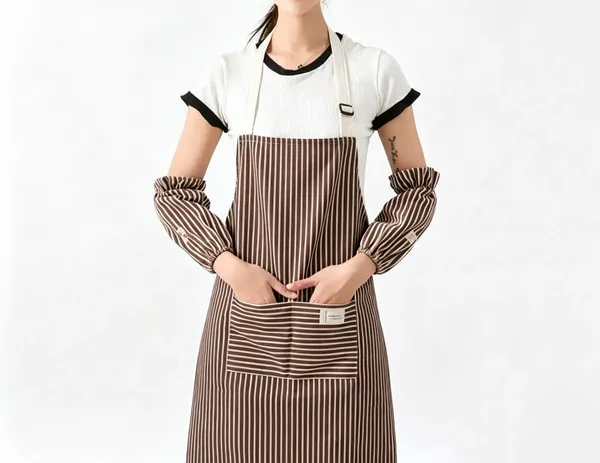Striped Cotton and Linen Apron - Custom Patch Factory