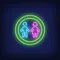 Boy & Girl Silhouettes Circle Neon Sign - Custom Patch Factory