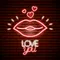 Lips with Love You Neon Sign - Custom Patch Factory