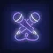 Crossed Microphone Neon Sign - Custom Patch Factory