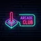Retro Joystick Arcade Club Neon Sign - Custom Patch Factory