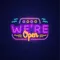 We're Open with Wave Lines Neon Sign - Custom Patch Factory