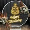 Happy Birthday with Cake on Top Neon Sign - Custom Patch Factory