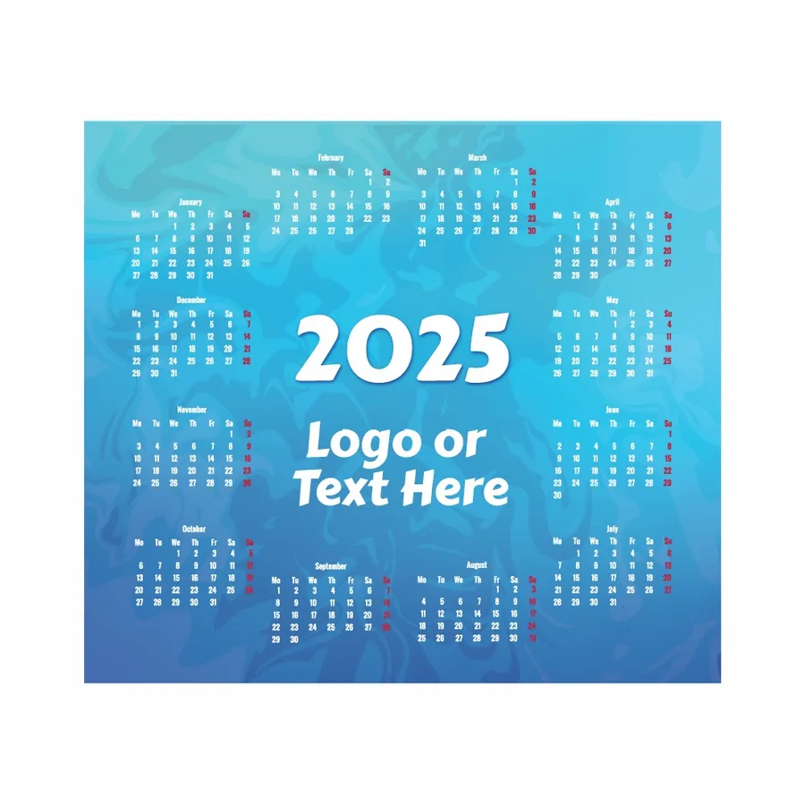 Light Blue Calendar Mouse Pad - Custom Patch Factory
