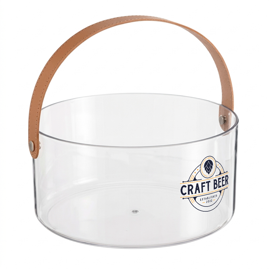 Leather-Strap Clear Drink Buckets - Custom Patch Factory