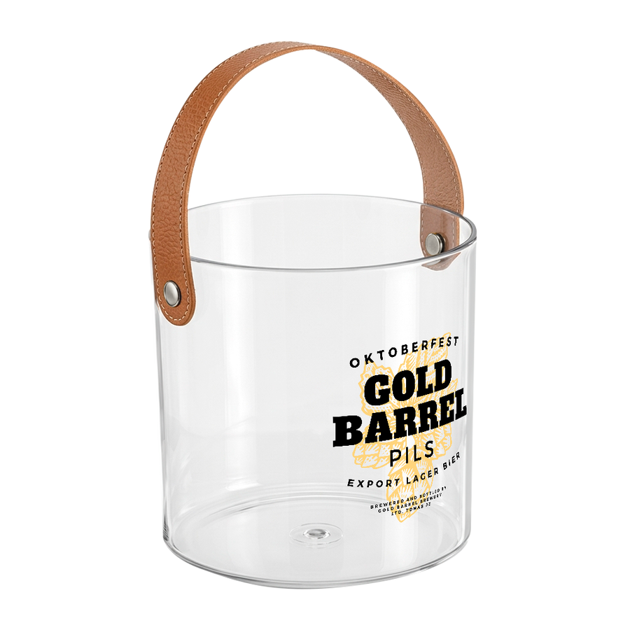 Leather-Strap Clear Drink Buckets - Custom Patch Factory
