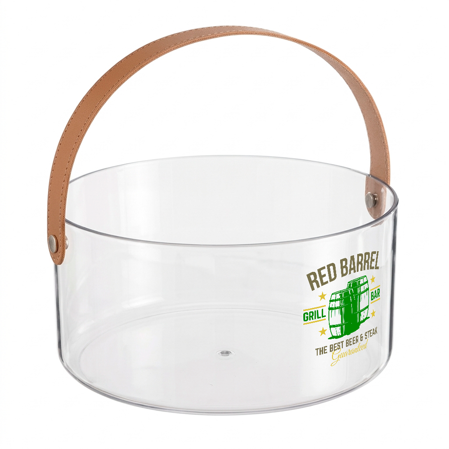 Leather-Strap Clear Drink Buckets - Custom Patch Factory