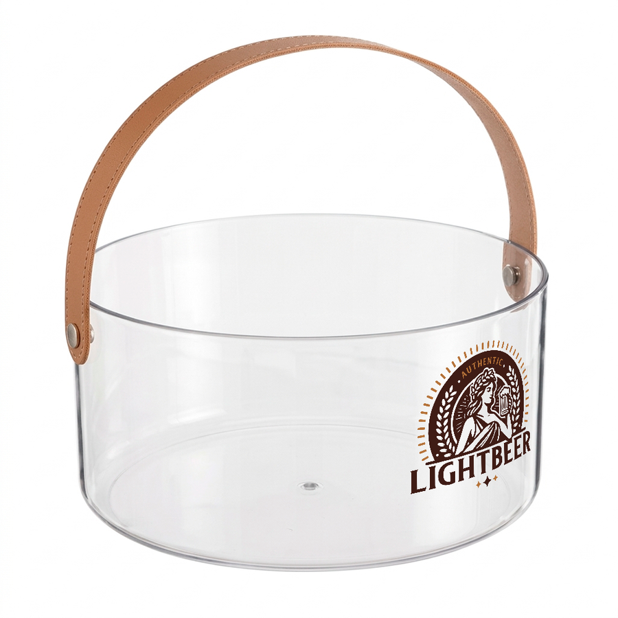 Leather-Strap Clear Drink Buckets - Custom Patch Factory