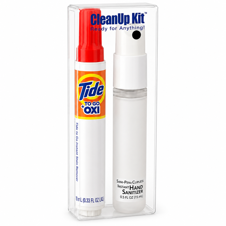 CleanUp Kit - Tide® to Go + Oxi and Sani-Pen® Clipless™ Travel Kits - Custom Patch Factory