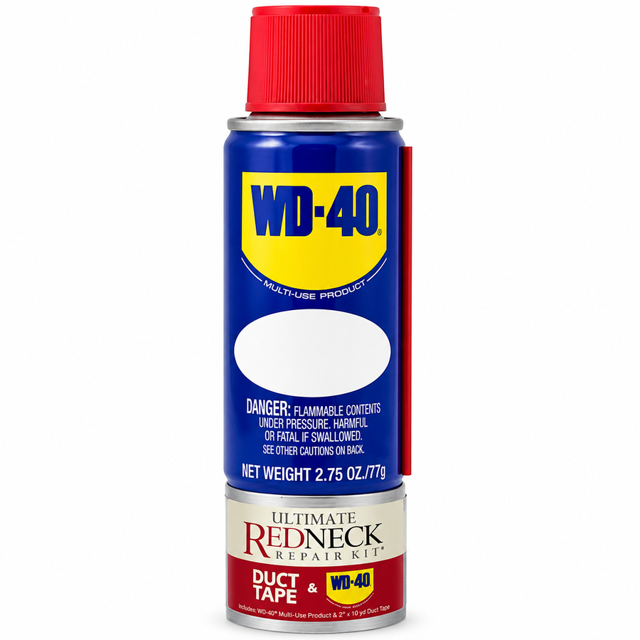 Ultimate Redneck Repair Kits, WD-40 2.75 oz Handy Cans and 6 yards of Duct Tapes - Custom Patch Factory