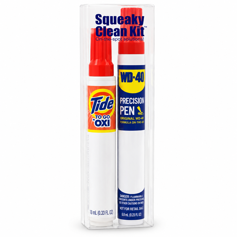 Squeaky Clean Kit - WD-40® Precision Pens and Tide® to Go + Oxi Travel Kits - Custom Patch Factory