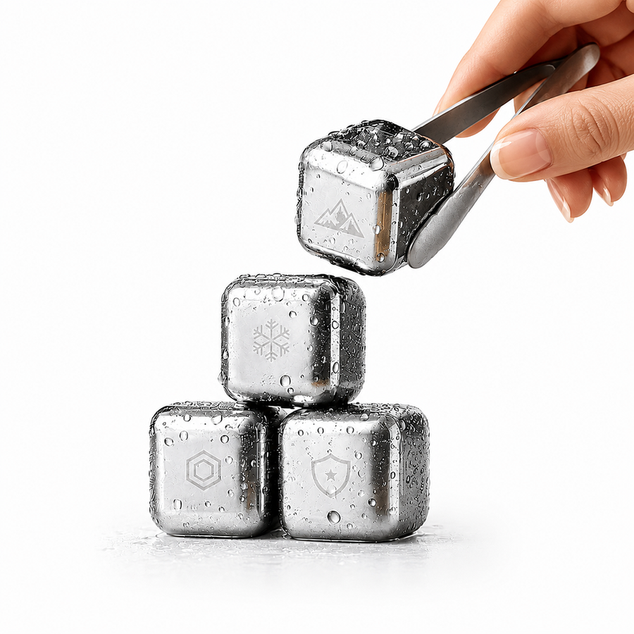 Silver Stainless Steel Ice Cubes - Custom Patch Factory