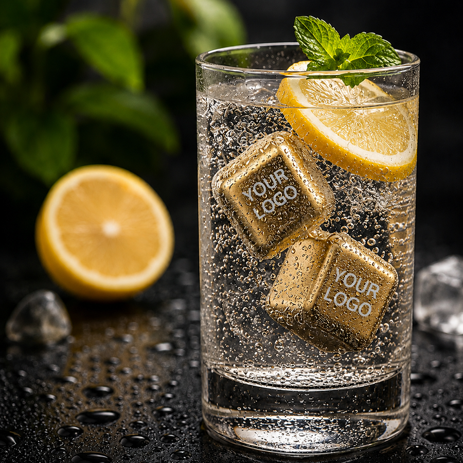 Gold Stainless Steel Ice Cubes - Custom Patch Factory