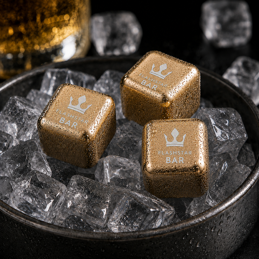 Gold Stainless Steel Ice Cubes - Custom Patch Factory