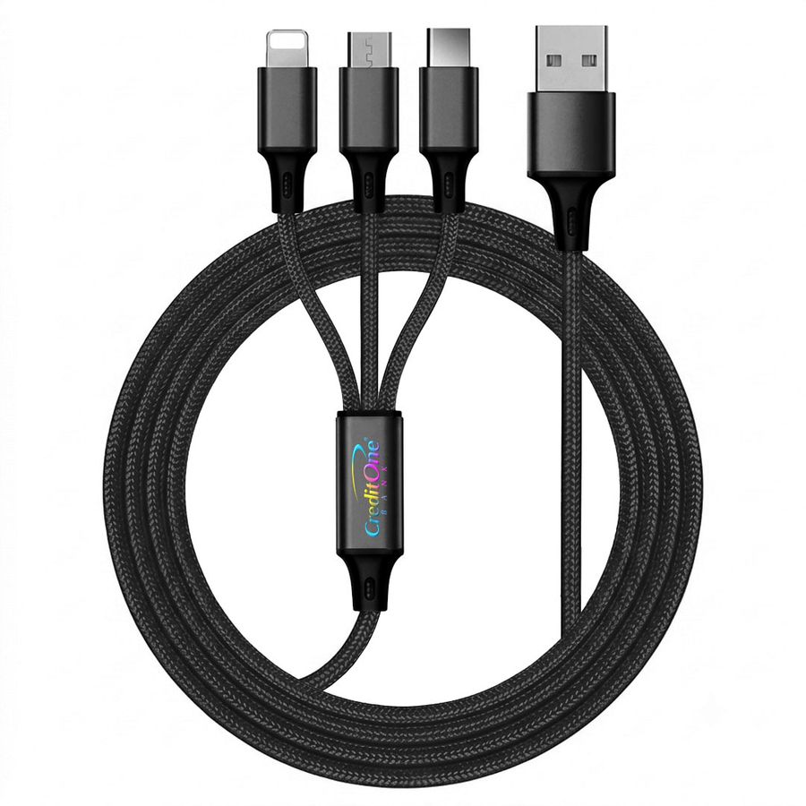 Nylon Braided 3-in-1 Charging Cables - Custom Patch Factory