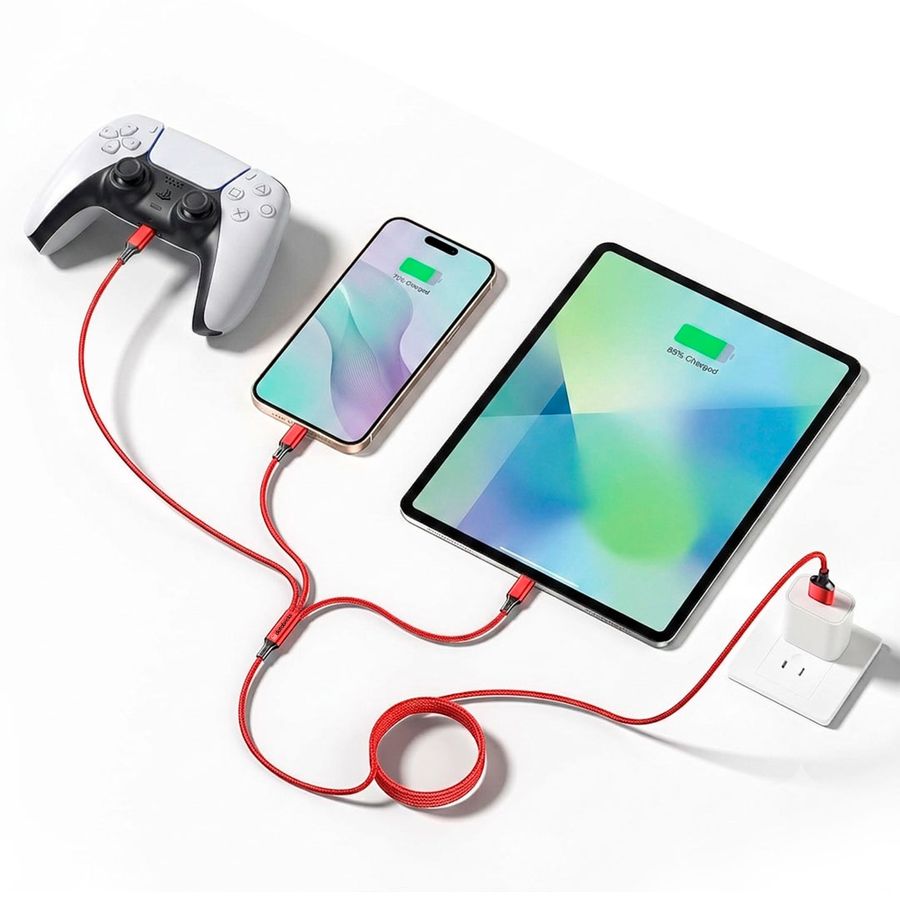 Nylon Braided 3-in-1 Charging Cables - Custom Patch Factory
