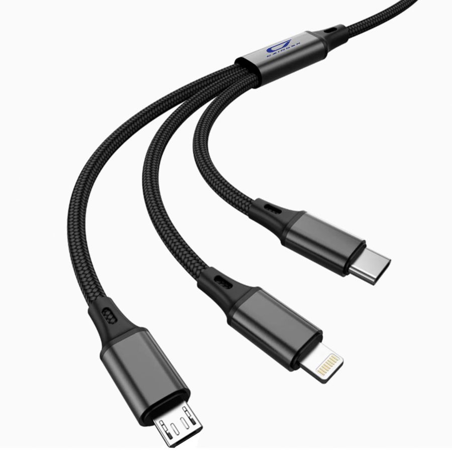 Nylon Braided 3-in-1 Charging Cables - Custom Patch Factory