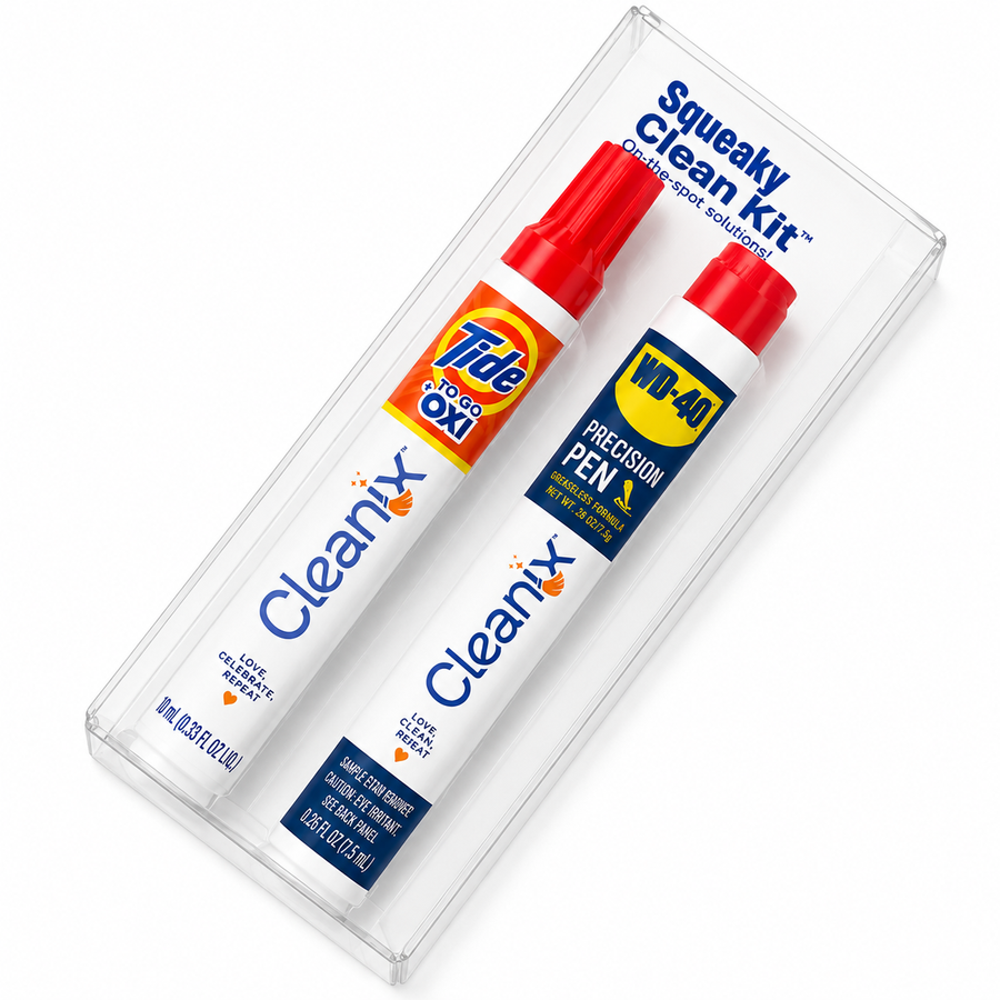 Squeaky Clean Kit - WD-40® Precision Pen and Tide® to Go + Oxi Travel Kits - Custom Patch Factory