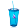 16 Oz Vibrant Sip Tumblers with Straw Aqua