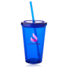 16 Oz Vibrant Sip Tumblers with Straw Blue
