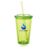 16 Oz Vibrant Sip Tumblers with Straw Lime Green