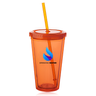 16 Oz Vibrant Sip Tumblers with Straw Orange