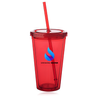 16 Oz Vibrant Sip Tumblers with Straw Red