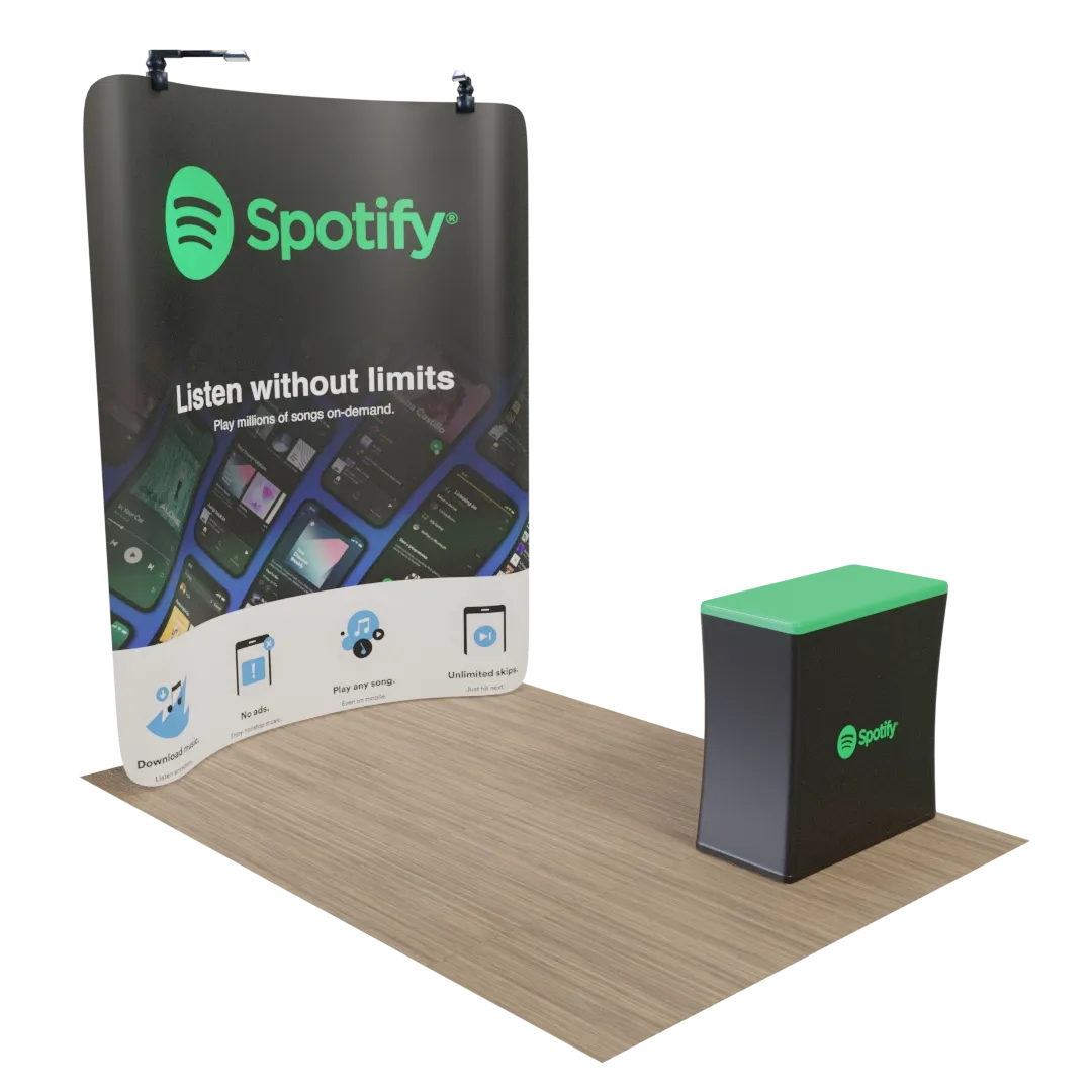 Custom Curved Zip Up Trade Show Display Backdrop Booth Stand 8' x 8' - Custom Patch Factory